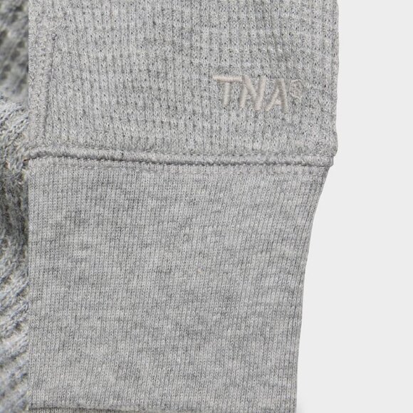 Aritzia TNA Cropped Waffle Zip-Up Hoodie in Heather Grey - Picture 3 of 3